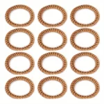 보헤미안 라탄 냅킨 반지, 소박한 직조 탁상 홀더, 홈 웨딩 파티 장식, 12 개 - 이미지 3