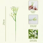 36Pcs 흰색 Babys 호흡 인공 꽃 가짜 Gypsophila 가을 꽃 웨딩 DIY 꽃다발 꽃꽂이 파티 홈 장식 - 이미지 6