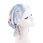 여성 새틴 Pre-tied Turban 새로 페이즐리 패턴 이슬람 머리띠 소프트 Flexib 헤어 스카프 Chemo Cap Leadies Head Wrap Bandana - 이미지 5