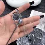 새로운 중국어 고대 스타일 잉크 워시 동백 술 머리핀 여자 꽃 코일 머리 단계 흔들리는 다목적 Hanfu 액세서리 - 이미지 3