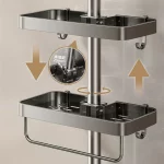 욕실 샤워 헤드 홀더 벽걸이 형 드릴링 필요 없음 샴푸 주최자 랙 통합 디자인 보관 선반 - 이미지 6