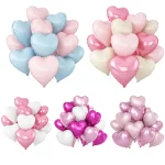 12개 베이비 핑크 크림 화이트 하트 모양 포일 풍선 18인치 하트 풍선 생일 기념일 결혼식 발렌타인 데이 파티용
