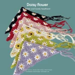 세련되고 다재다능한 삼각형 스카프 손으로 뜨개질한 여성용 머리띠 복고풍 귀엽고 달콤한 작은 데이지 머리띠 - 이미지 3