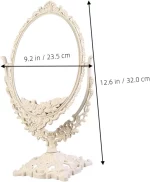 빈티지 유럽 스타일 메이크업 거울 타원형 모양의 화장품 거울 360도 회전 회전 데스크탑 화장대 거울 홈 장식 - 이미지 5