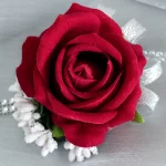 빨간 장미 손목 코사지와 Boutonniere, 신랑 신부 들러리 웨딩 파티 무도회 세트 손목 코사지 손목 밴드, 1 개 - 이미지 5