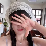 레트로 달콤한 꽃 삼각형 머리 스카프 여름 여성 소녀 스퀘어 스카프 머리띠 한국어 프랑스어 목가적 인 머리 장식 레이스 머리 장식 - 이미지 3