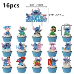 릴로 스티치 풍선 생일 축하 배너 파티 장식 베이비 샤워 소년 소녀 일회용 식기 케이크 토퍼 배경 나선형 - 이미지 4