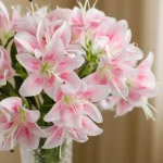 INS 인공 실크 꽃 꽃다발 가짜 백합 꽃다발 크리 에이 티브 꽃다발 연인 백합 친구 보내기 신선한 거실 장식 - 이미지 6