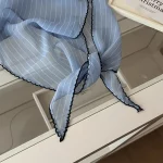 Neckerchief 달콤한 폴카 도트 머리띠 터번 한국어 신선한 작은 스카프 줄무늬 얇은 삼각형 헤어 밴드 휴가 - 이미지 3