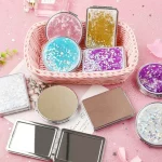 퀵샌드 메이크업 라운드 미러, 귀여운 소녀 만화 양면 미러, 휴대용 메이크업 미러, 홈 데코 액세서리 - 이미지 5