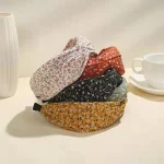 보헤미안 꽃 크로스 머리띠 와이드 밴드 헤어 후프 스타일링 도구 빈티지 패브릭 꽃 인쇄 여성을위한 여름 액세서리 - 이미지 5