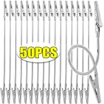 50/1개 더블 헤드 악어 클립 유연한 금속 롱 호스 DIY 메모 카드 사진 그림 메모 가격표 홀더 사무용품