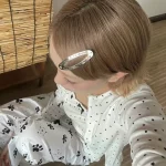 빈티지 할로우 아웃 패턴 헤어 클립, Y2K 기하학적 실버 타원형 스냅 헤어클립, 펑크 메탈 사이드 머리핀, 한국 헤어 액세서리 - 이미지 4