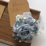 블루 웨딩 Ribbion 손목 코사지 Boutonnière Fleur Artificielle Mariage 남자 신랑 Fiori Da Polso - 이미지 6