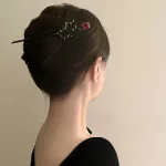 여성용 빈티지 고딕 스타일 가시 장미 비녀, 금속 꽃 머리핀, 마루코 헤어 클립, 헤어 액세서리, 6.88 인치 - 이미지 3