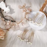 모리 스타일 나비 꽃 수제 헤어 밴드와 머리 핀 세트 여자를위한 패션 파티 머리띠 축제 보석 머리 장식 - 이미지 4