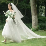 웨딩 베일 컷 에지 신부 베일 여성용 엑스트라 롱 웨딩 헤드피스 0.8*1.5+ 3*1.5 미터 - 이미지 5