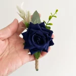 Boutonniere 코사지 웨딩 파티 액세서리 브로치 꽃 장미 인공 단추 구멍 남자 결혼 신랑 들러리 정장 옷깃 핀 - 이미지 3