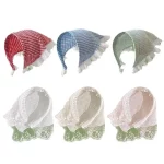 꽃 프린트 헤어 스카프, 보헤미아 반다나, 레이스 자외선 차단 헤드 스카프, 삼각형 스카프, 소녀 헤어 액세서리 - 이미지 6