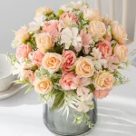 인공 꽃 실크 장미 웨딩 화환 홈 룸 테이블 축제 장식 신부 꽃다발 야외 마당 정원 DIY 선물 상자 - 이미지 6