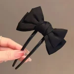 검은 Bowknots U 모양 헤어 스틱 간단한 여성 롤빵 공 머리핀 일일 머리 끈 바레트 패션 스타일링 헤어 액세서리