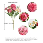인공 꽃 1개, 장식용 7개의 가짜 꽃, 가정용 신부 웨딩 파티 국화 꽃다발 - 이미지 5