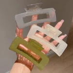 심플 스퀘어 기하학적 프로스트 헤어 클로 클램프, 아세테이트 헤어핀, 할로우 아웃 포니테일 클립, 메이크업 스타일링 도구, 헤드웨어 - 이미지 4