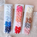 10 개/대 귀여운 소녀를위한 솔리드 BB 헤어 클립 리본 Bowknots 부티크 바레트 헤어핀 모자를 쓰고 있죠 헤어 액세서리 선물 - 이미지 6