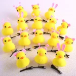 만화 재미 있은 어린이 3D 작은 노란색 오리 플러시 머리핀 패션 동물 Duckbill 클립 액세서리 모자를 쓰고 있죠 도매 선물 - 이미지 3