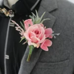 칼라 릴리 코사지 인공 코사지 버튼홀, 신랑 신랑 코사지, 웨딩 액세서리, 흰색 코사지 - 이미지 2