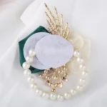 인공 에메랄드 그린 Boutonnieres Mensuit 액세서리 신부 들러리 손목 코사지 웨딩 액세서리 - 이미지 6