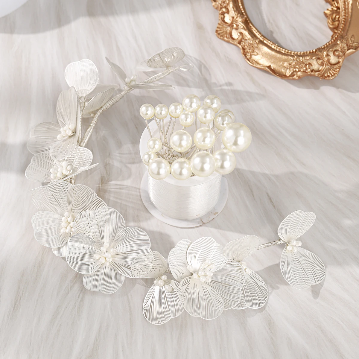 모리 스타일 나비 꽃 수제 헤어 밴드와 머리 핀 세트 여자를위한 패션 파티 머리띠 축제 보석 머리 장식