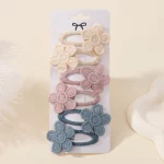 6Pcs 귀여운 아기 소녀 헤어 클립 데이지 꽃 키즈 헤어핀 공주 자용 어린이 헤어 액세서리 봄 한국어 스타일 헤어 그립 - 이미지 2