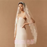 화이트 로맨틱 매력적인 전체 레이스 신부 베일 2024 새로운 대성당 웨딩 액세서리 mariage 베일 맞춤 제작 베일 - 이미지 3