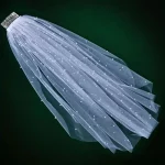 로맨틱 진주 구슬 신부 베일, 빗 포함, 부드러운 얇은 명주 그물, 인조 진주 웨딩 베일 - 이미지 3