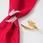 1/6/12Pcs실버 잎 냅킨 링 금속 냅킨 링 홀더 웨딩 장식 주방 식탁 장식 호텔 냅킨 링 - 이미지 3