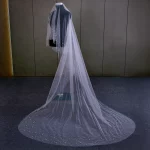 2 계층 웨딩 베일 긴 진주 블러셔 커버 페이스 대성당 소프트 Tulle 웨딩 액세서리 V171와 신부 베일을 페르시 - 이미지 6