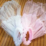 꽃 소녀 주름 장식 레이스 크라운 꽃 머리 장식 결혼식 얇은 명주 그물 베일 화환 머리 장식 축제 휴일 사진 소품 - 이미지 3