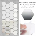 많은 육각형 아크릴 거울 벽 스티커 미니 거울 솔리드 Paster 자기 접착 골드 실버 데칼 홈 침실 아트 장식 - 이미지 5