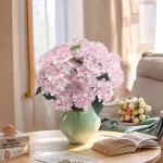 1Pcs 수국 인공 꽃 꽃다발 39CM 가짜 꽃 홈 장식 정원 웨딩 장식 파티 DIY 꽃꽂이 - 이미지 2