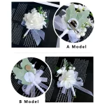 1PC 웨딩 신부 신랑 가슴 꽃 인공 장미 진주 옷깃 꽃 결혼식 축제 연회 장식 꽃 - 이미지 5