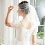 간단한 진주 구슬 짧은 웨딩 베일, 빗 포함, 결혼 어깨, 신부 베일 액세서리 - 이미지 2