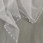 화이트 엘보 길이 웨딩 베일, 크리스탈 컷 엣지, 신부 베일, 빗 비드 베일 트림, 1 티어 - 이미지 4