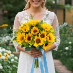 인공 꽃 해바라기 꽃다발 베이비 샤워 신부 꽃을 들고 DIY 파티 테이블 장식 홈 룸 웨딩 장식 가을 - 이미지 6