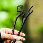 레트로 흑단 머리핀 중국 골동품 스타일 새겨진 머리핀 간단한 기질 Qipao Hanfu 여성을위한 머리 액세서리 - 이미지 3