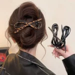 새로운 트위스트 헤어 클립 PU 보우 바레트 대형 헤어 클립 플라스틱 머리핀 스위트 데일리 모자를 쓰고 있죠 여성 헤어 액세서리