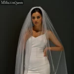 MMQ 웨딩 베일, 흰색 일반 원사, 왈츠 길이, 신부 베일, 우아한 부드러운 얇은 명주 그물 웨딩 액세서리, M92 - 이미지 4