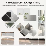 2/4PCS 3D 거울 벽 스티커 2mm 두꺼운 유연한 DIY 아크릴 거울 스티커 접착제 거실 홈 장식 욕실 - 이미지 2