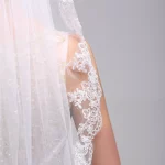 Noiva 짧은 한 레이어 레이스 가장자리 화이트 아이보리 웨딩 베일 Tulle Bridal Veil 저렴한 웨딩 액세서리 Voile Mariage - 이미지 5