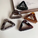 기하학 삼각형 대형 머리 발톱 클립 크랩 클램프 여자 여자 레오파드 포니 테일 홀더 헤어 바레트 헤어핀 헤어 액세서리 - 이미지 6